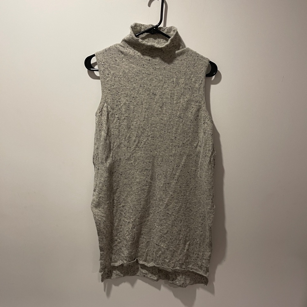 Cynthia Rowley Heather Gray Sleeveless Top Wool Turtle Neck